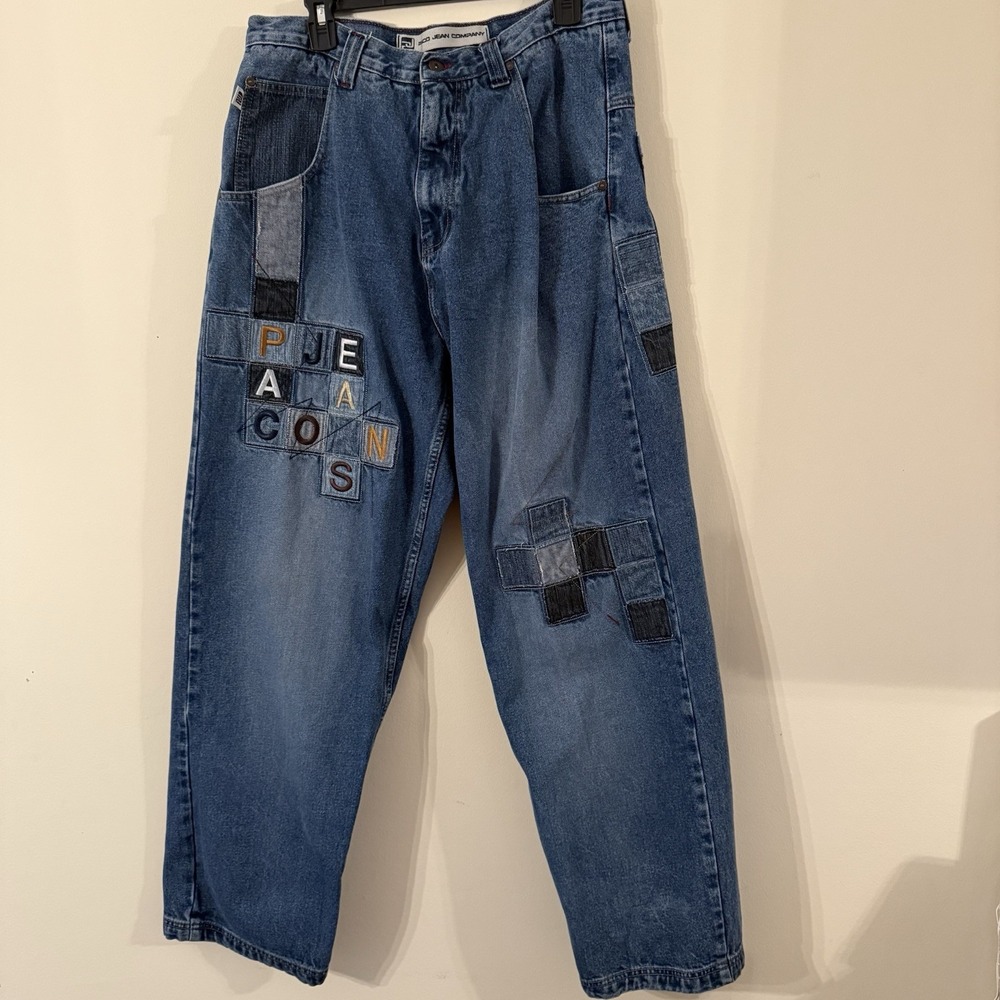 VTG Y2K Paco Jean Company Mens 34X33 Baggy Loose‎ Skater Pockets Embroidered